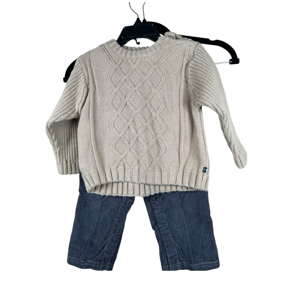 Kenneth Cole Reaction Boys Beige Sweater & Black Corduroy Pants Set SZ 18 Months